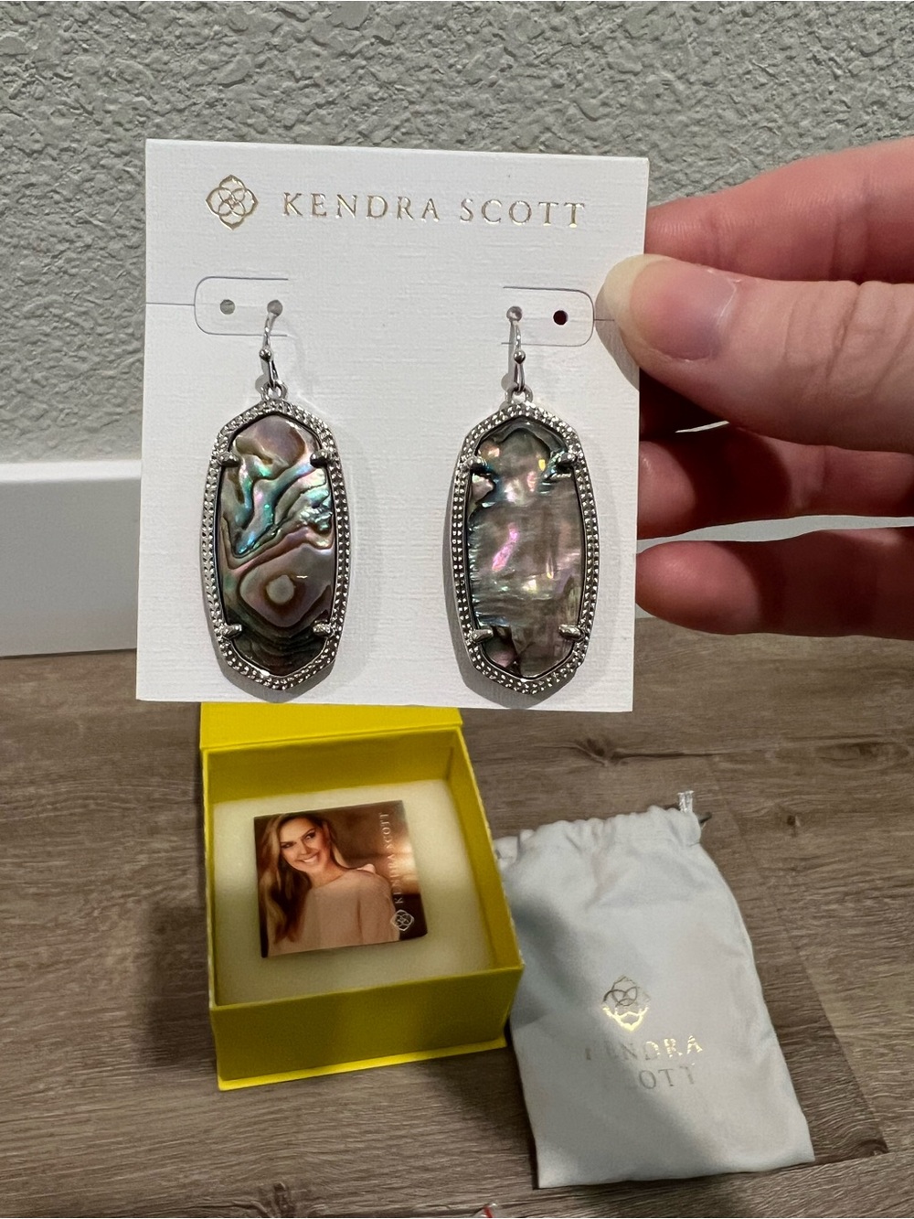 Kendra Scott Iridescent Abalone Drop Earrings in Silver and Multicolor